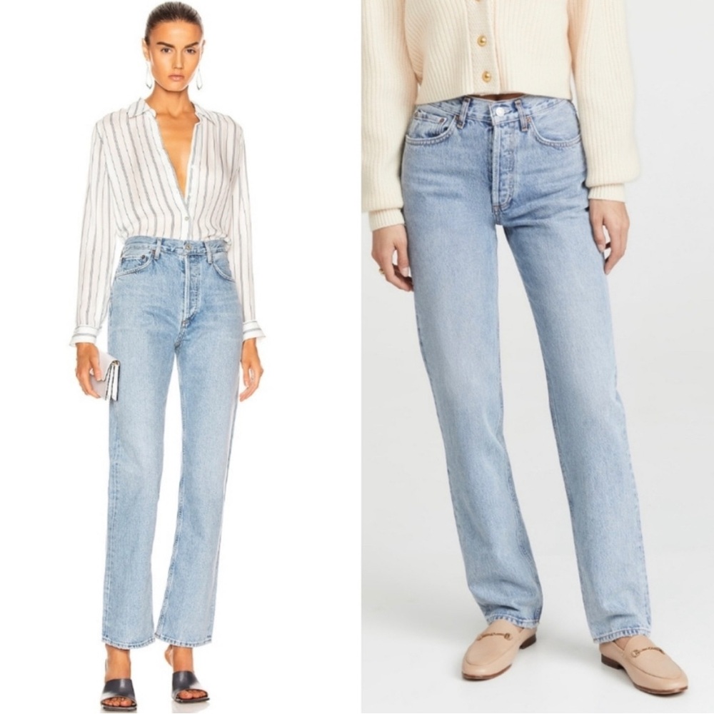 AGOLDE The Lana Straight Jeans Distressed Edges Western Cabincore Dadcore 30